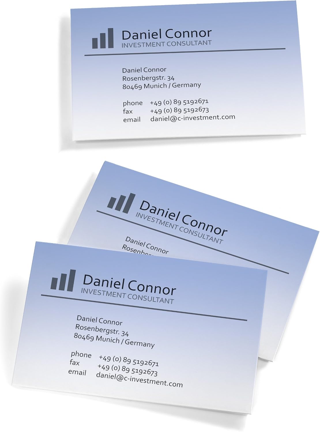 SIGEL DP746, 85x55 mm (A4), Business Cards, 3C, smooth cut all around, 200 gsm, printable, gradated colour Blue - Image 3