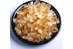 SigMntun Polished Citrine Crystal Chips 200 Pcs - 10 oz Tumbled Stone Chips Crushed Sea Glass Stones Healing Reiki Crystal Making Home Decoration