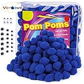 Veroave Dark Blue Pom Poms, 150PCS 1 Inch Pom Poms for Crafts, Puff Balls, Arts and Crafts Pom Pom Balls for DIY Art Creative Crafts Decorations