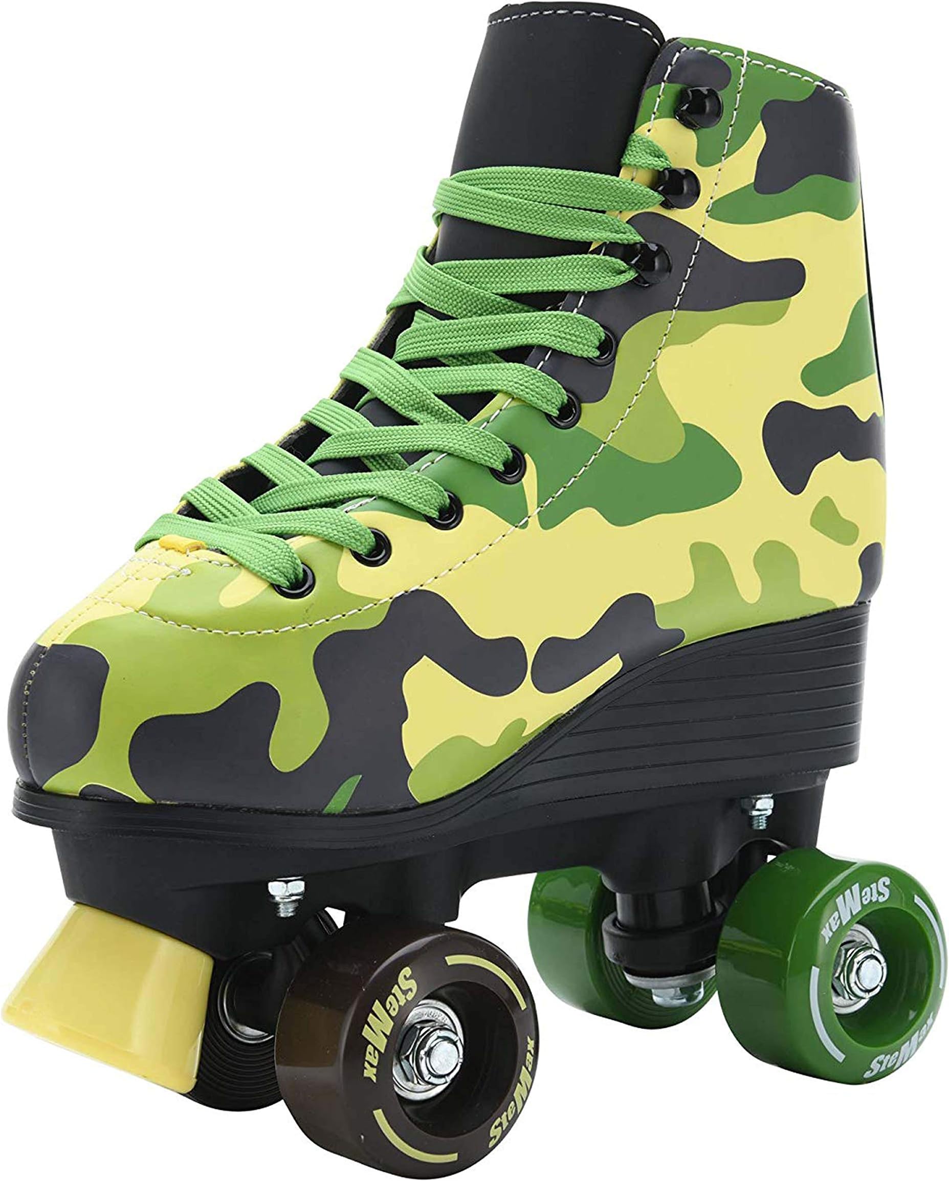 Stemax Quad Roller Skates for Boys, Girls and Women – Camo Skates – Size 2.5 Youth to 7.5 Men – Outdoor/Indoor & Rink Skating – Adjustable Lace System