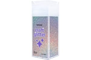 Hemway Premium Craft Glitter Shaker - Silver Holographic | Ultrafine Metallic Flake Sequins for Resin & Epoxy Crafts | Craft Supplies for Tumblers, Festival, Face, Body, Eye & Nail Art | 130 g