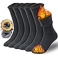 Men's Winter Thermal Boot Thick Insulated Heated Wool Crew Socks 3/6 Pairs for Cold Weather Outdoor Activities