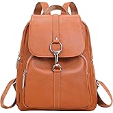 BOYATU Genuine Leather Backpack Purse for Women: Fashion Soft BackPacks Bag - Anti theft Travel Shoulder Handbag (Brown)