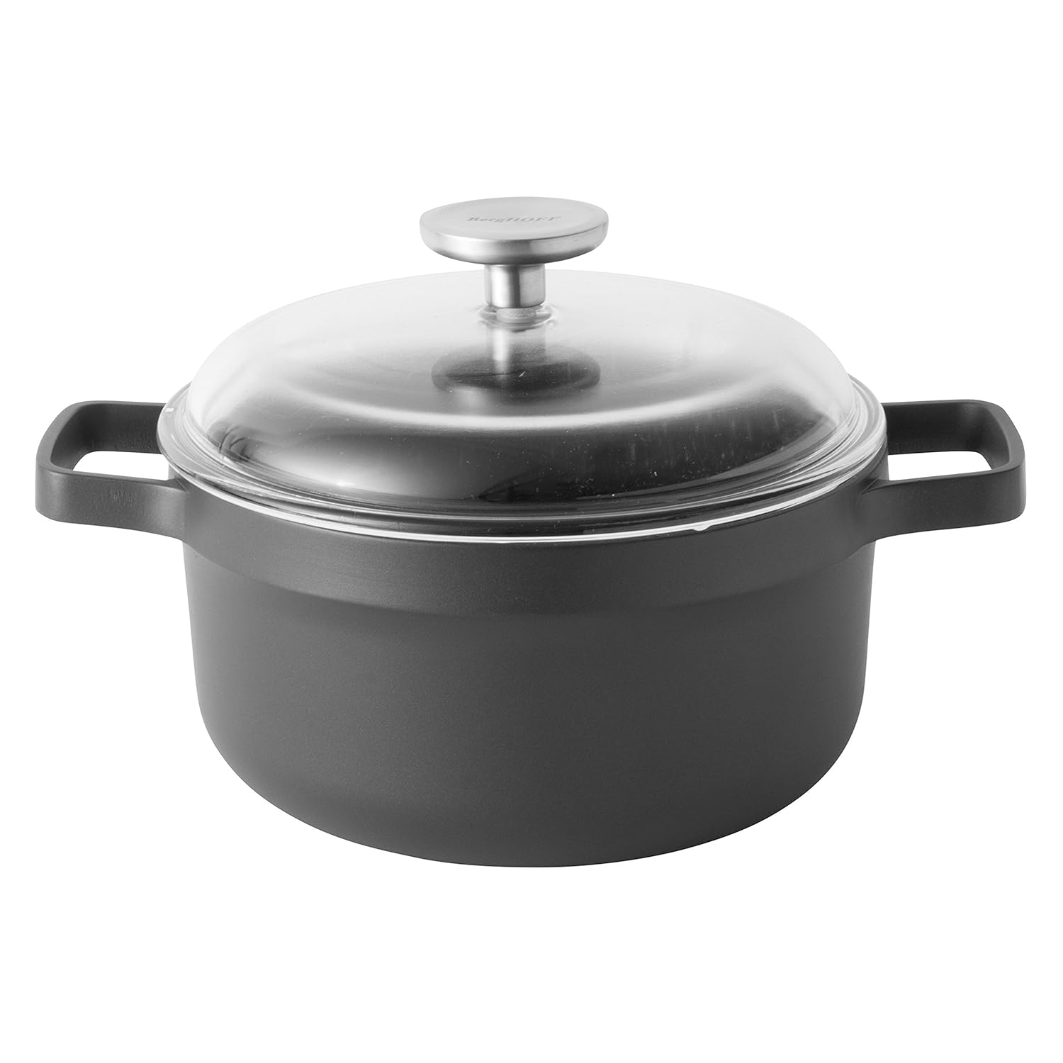 BergHOFF Gem NonStick InductionSafe Stockpot with Glass Lid, Cast Aluminium, Black, 32 x 25 x