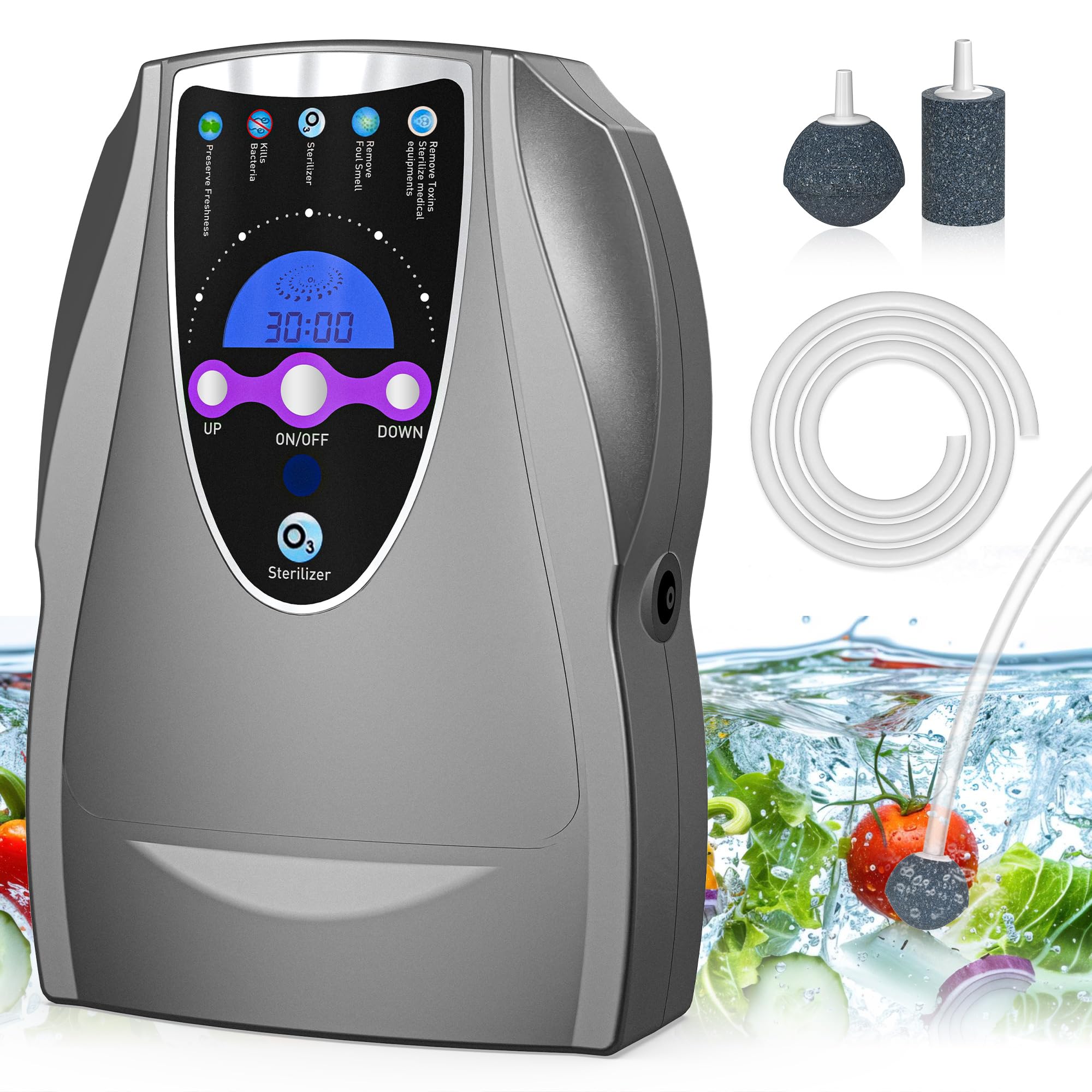 Photo 1 of Ozone Machine, 1000mg/h Multipurpose Ozone Machine for Air, Water, Fruits, Vegetables Cleaner Device in Water - Dark Gray
