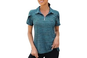 Viracy Womens Golf Polo Shirts 1/4 Zip Up Overlap Short Sleeve Quick Dry Workout Tops