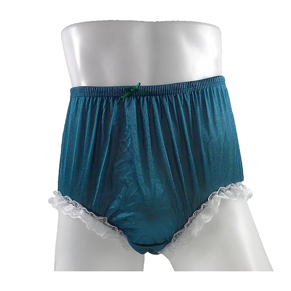 NQH02D08 Deep Green Handmade Lace Briefs Nylon Plain New Knickers