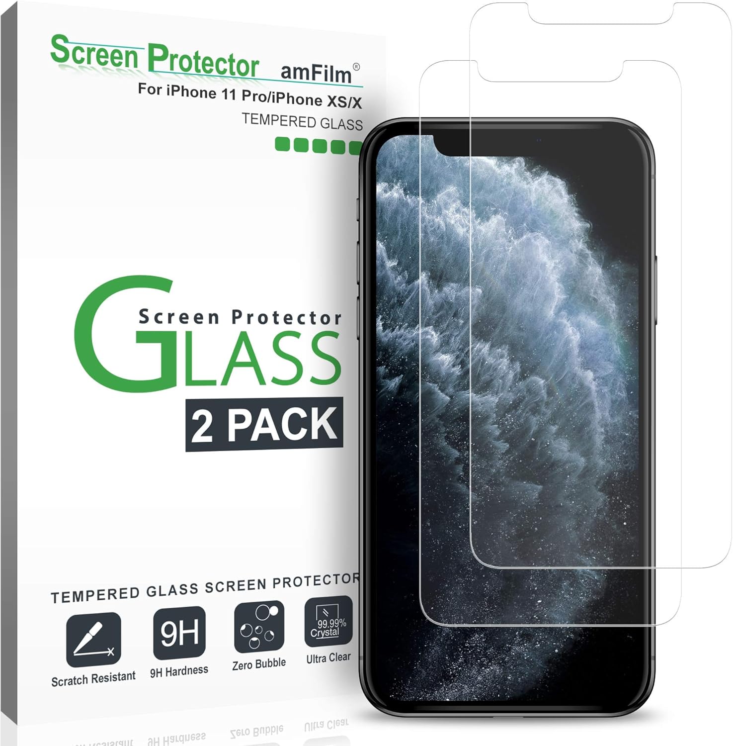 Amfilm Glass Screen Protector For Iphone 11 Pro Xs X 2 Pack Tempered Glass
