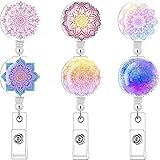 6PCS Lanyard Card Holder Mandala Id Badge Holder