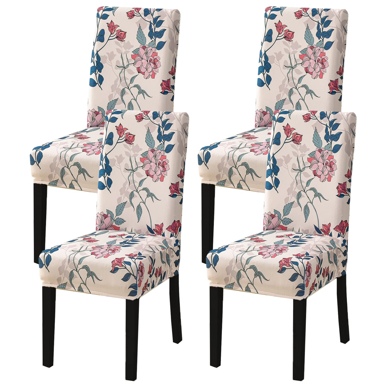 HZDHCLH Chair Covers Slipcovers 4/6 PCs Stretch Removable Washable Short Dining Chair Protector Cover Seat for Hotel,Dining Room,Ceremony（Evening Fragrance,4 PCS）