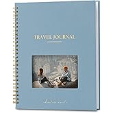 Nook Theory Personalized Travel Journal for Women, Men - Linen Travelers Notebook, Adventure Book with Prompts, Perfect for Travel Gifts (Ocean)