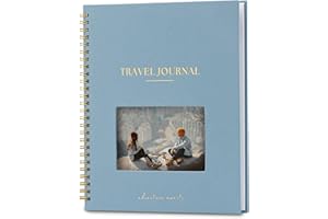 Nook Theory Personalized Travel Journal for Women, Men - Linen Travelers Notebook, Adventure Book with Prompts, Perfect for Travel Gifts (Ocean)