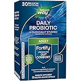 Nature’s Way Fortify Daily Probiotic, 30 Billion Live Cultures, 11 Strains, Prebiotics, 30 Capsules