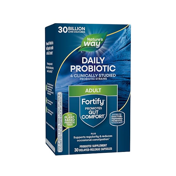 NATURE’S WAY FORTIFY DAILY PROBIOTIC WITH PREBIOTIC FOR MEN AND WOMEN, PROBIOTICS FOR IMMUNE AND DIGESTIVE HEALTH SUPPORT*, 30 BILLION LIVE CULTURES, 30 CAPSULES