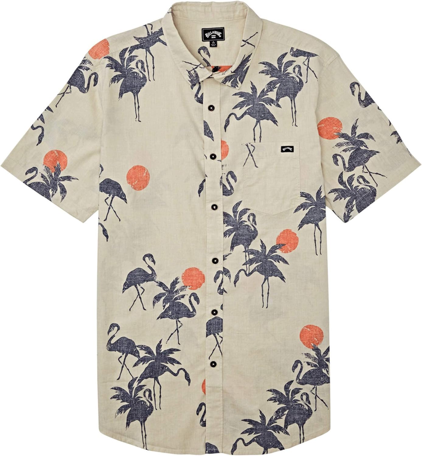 Billabong Men's Sundays Woven Floral and Small Scale Printed Pattern Short Sleeve Shirt: Clothing