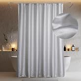 Silver Glitter Bathroom Shower Curtain: Waterproof Washable, 72Lx72W | Metallic Shimmer Smooth Satin Fabric, Sparkle Bling Shiny Glam Luxury Xmas Holiday Home Decor, Gift for Women &amp; Girls