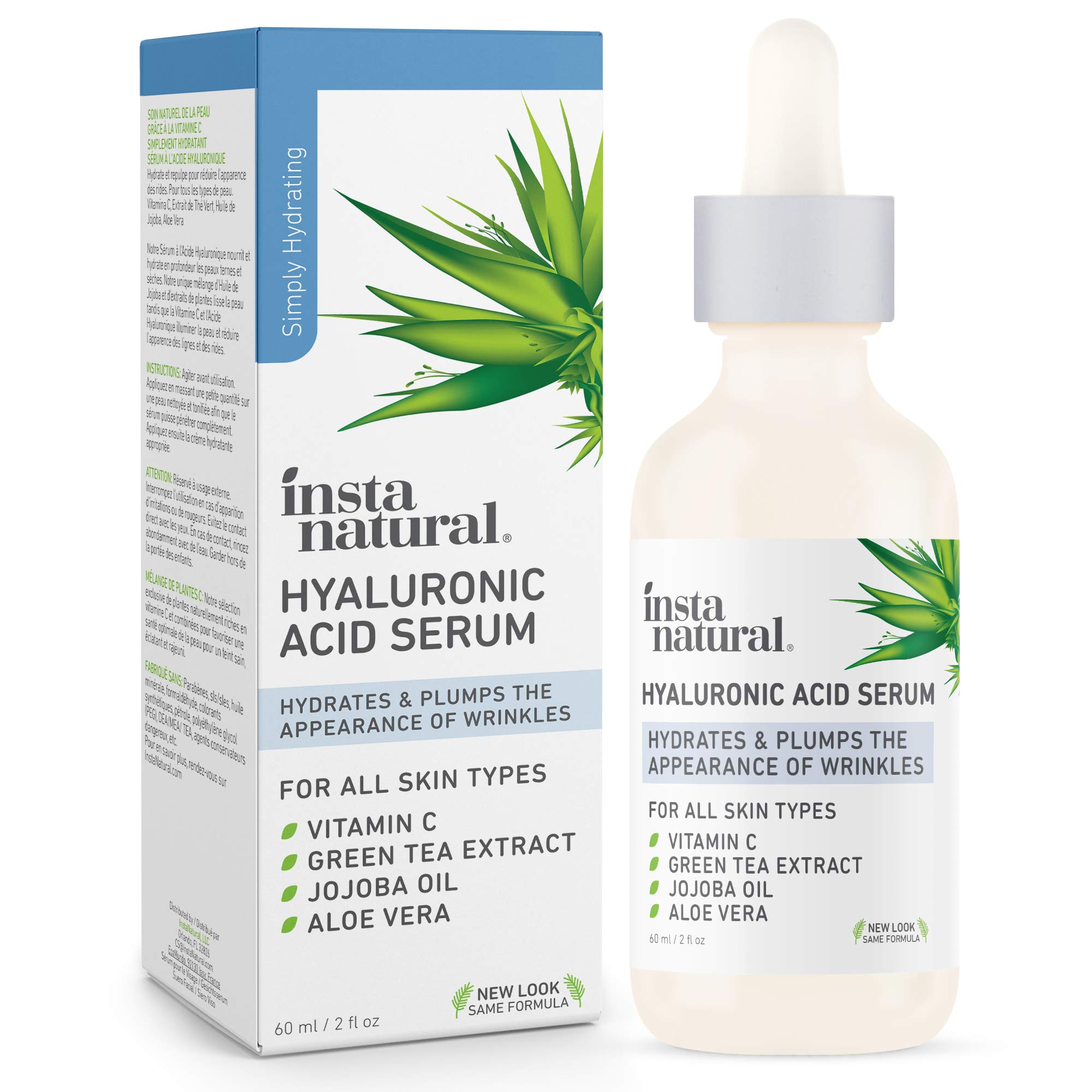 InstaNatural Hyaluronic Acid Serum With Vitamin C, Organic & 100