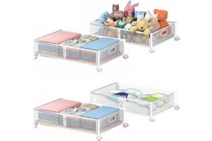 Uyokcnie Under Bed Storage Containers, Under Bed Shoe Storage With Wheels, Foldable Bedroom Storage Organization with Handles, Under Bed Storage Bins Drawer For Clothes, Blankets And Shoes, Bedding