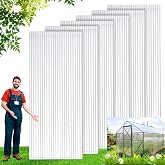Tatuo 12 Pack 8' X 2' X 0.16'' Polycarbonate Greenhouse Panels Polycarbonate Sheets Twin-Wall Roof Panels Waterproof UV Protected Clear Corrugated Plastic Roofing for Greenhouse Replacement