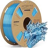 AICOPYTO Dual Color Silk PLA 3D Printer Filament 1.75mm,Dual Color 2-in-1 Silver-Blue Silk Filament 1KG Spool (2.2lbs) Dimensional Accuracy Probability +/- 0.02mm Fit Most FDM 3D Printers, Blue-Silver