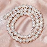 THRELE 55pcs Natural Freshwater Pearl Strand, 6-7mm Round Pearl Beads for Jewelry Making, Crafting, DIY Bracelets and Necklaces