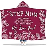 Taesun Step Mom Gifts, Christmas Step Mom Gift Wearable Blanket, Stepmom Hoodie Blankets, Stepmom Hooded Blanket 47x72 in for Birthday(Red), Mother's Day