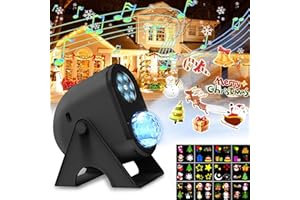 YUOIOYU Projector Lights Outdoor, Holiday Projector Lights with Bluetooth Speaker, 12 Slides * 4 Patterns Ocean Wave Projector Light for Birthday Party Garden Decor (Black)