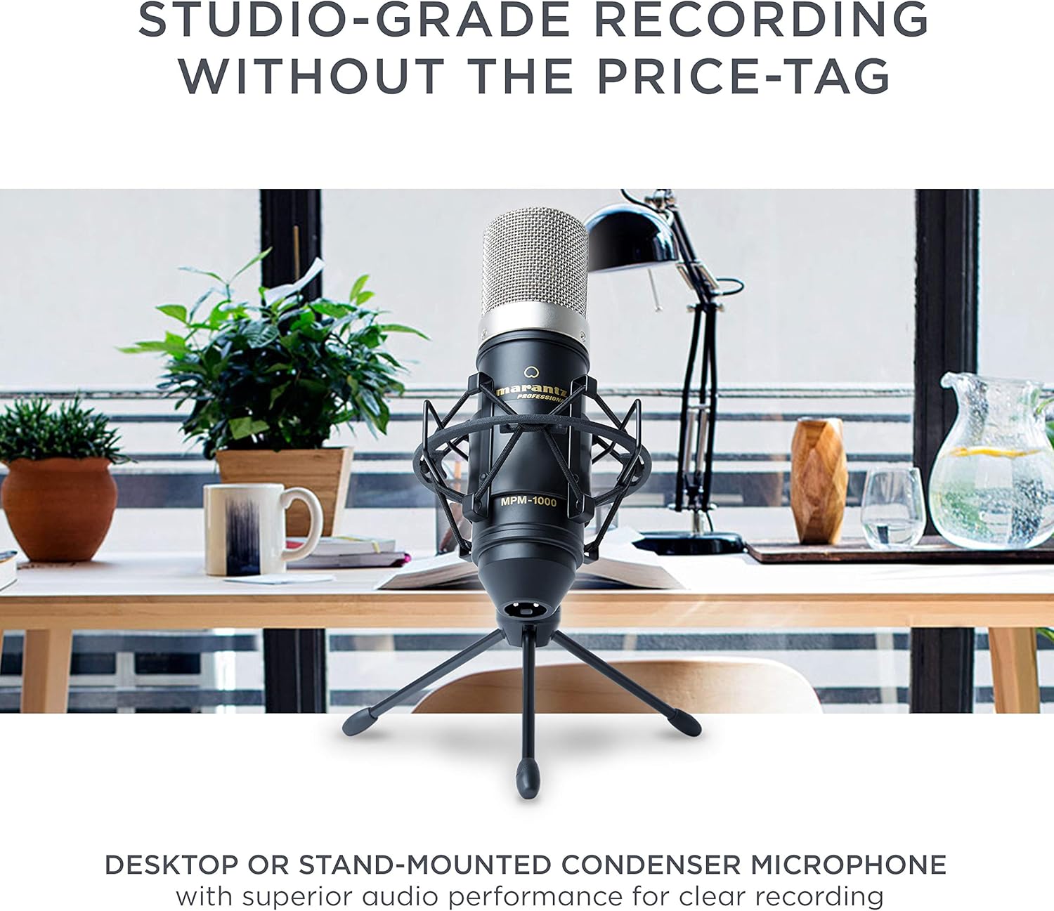Marantz Pro MPM1000 - Studio Recording Condenser Microphone with Shockmount, Desktop Stand and Cable – Perfect for Podcasting and Voiceover Projects: Musical Instruments