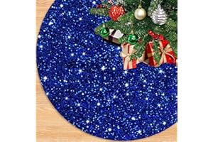 PATYDEST Royal Blue Velvet Christmas Tree Skirt 46 Inch - Sequin Tree Mat for Artificial Trees - Rustic Indoor Outdoor Home Ornaments