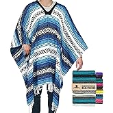 Artisans Bazaar Traditional Mexican Baja Poncho Men and Women Authentic Gaban Serape Sarape Blanket Pancho Jorongo Cowboy