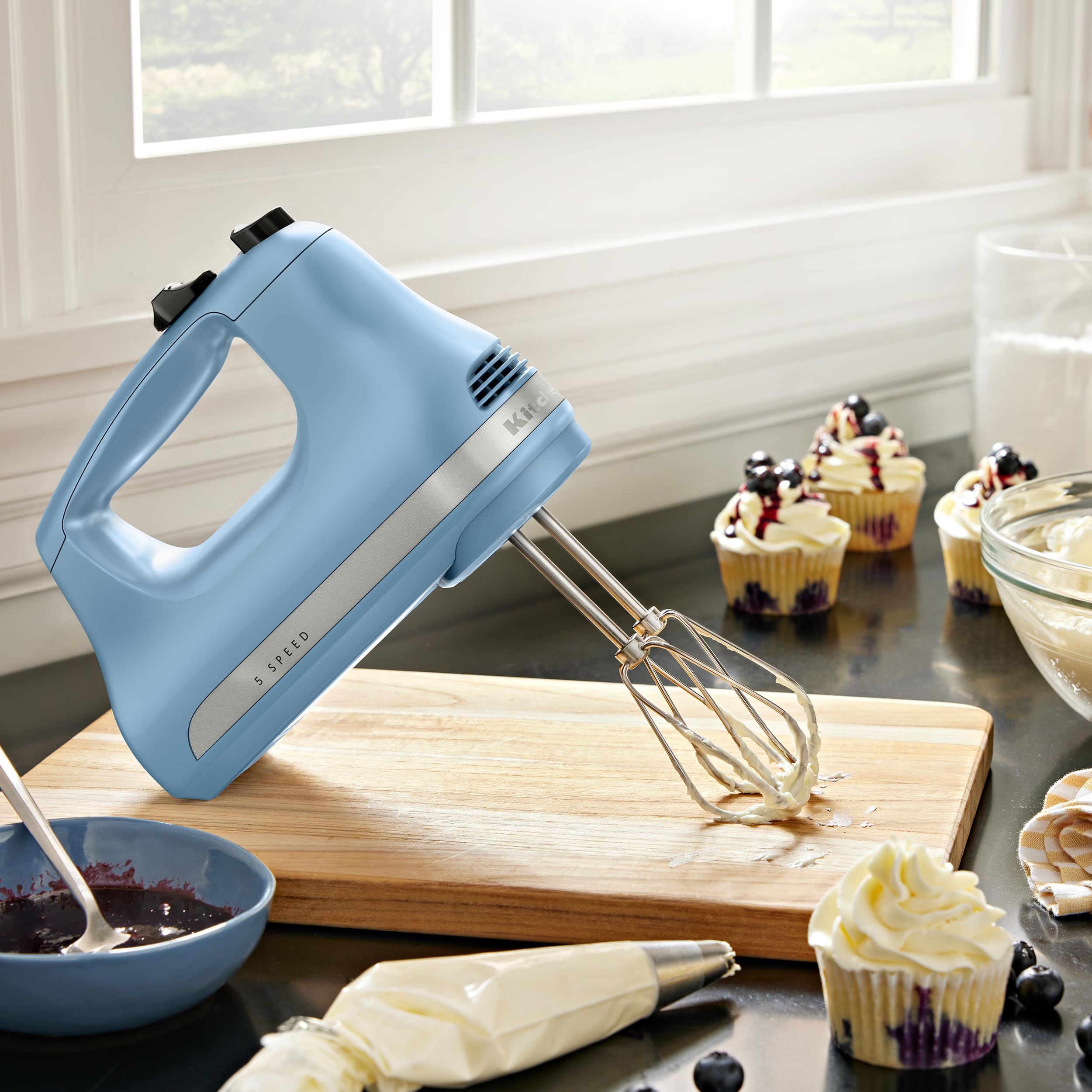 KitchenAid 5-Speed Ultra Power Hand Mixer - KHM512, Velvet Blue