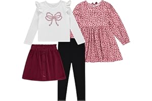 BTween Girls 4 Pack Fall Outfit Dress, Skirt, Tee, Leggings, Cotton Blend, Sizes 4-12