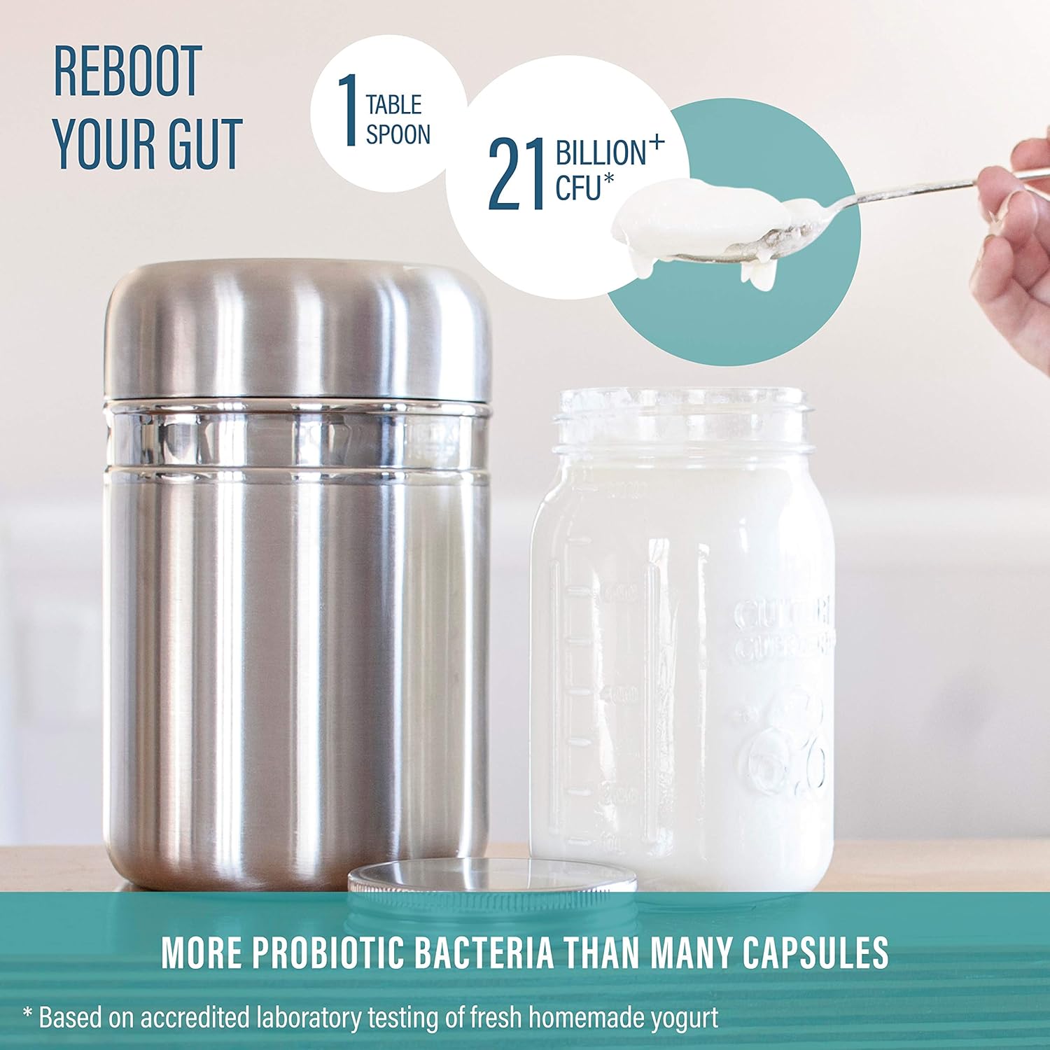 Stainless Steel Yogurt Maker with 1 Quart Glass Jar and Complete Recipe Book to Make 12+ Easy Homemade Dairy Free and Milk Yogurts: Kitchen & Dining