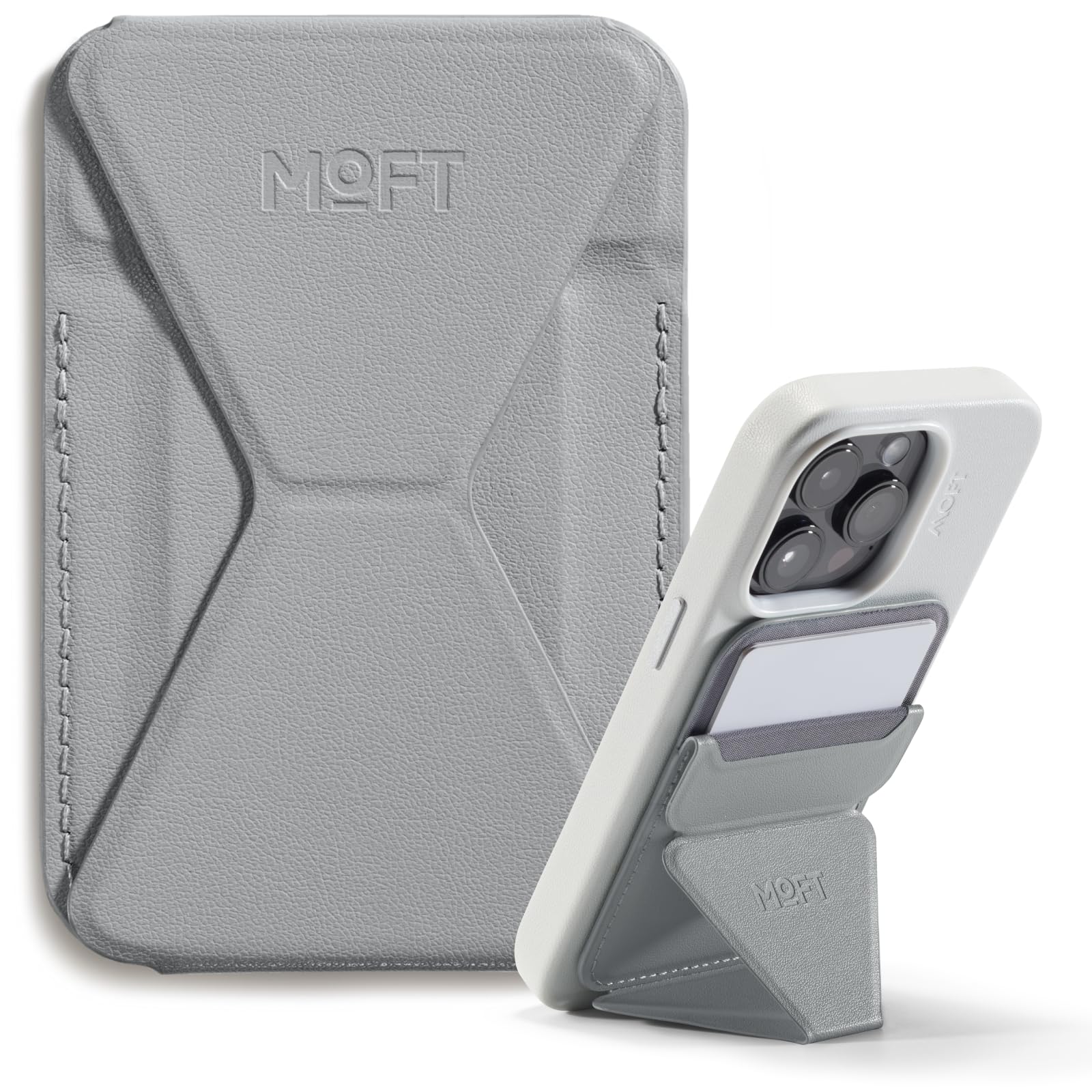 MOFT MagSafe Wallet Stand for iPhone 17/16/15/14/13/12 Series Compatible with MagSafe, MOVAS Vegan Leather Magnetic Phone Stand with 3 Viewing Angles, 2 Cards Holder