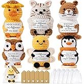 6PCS Positive Crochet Animals Thank You Gifts for Women, Employee Appreciation Gifts Emotional Support Crochet Buddies w/Card, Unique Valentines Day Birthday Gift for Women Coworker Teacher Nurse Boss