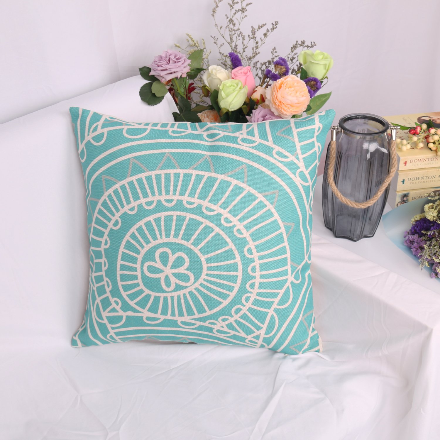 Lomofila Cotton Linen Home Decorative Throw Pillow Case Cushion Cover for Sofa Couch Wedding Gift Housewarming - 18\