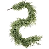 WBHome Real Touch Chamaecyparis pisifera Garland for Christmas Holiday Seasonal Outdoor/Indoor Home Decor, 6FT Long