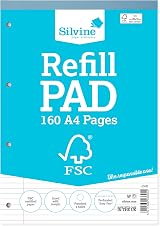 Silvine A4 Everyday FSC Refill Pad 160 Pages Lined with Margin Blue