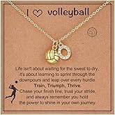 SKIRIFLA Volleyball Gifts for Teen Girls Women, Initial A-Z Name Letter Volleyball Necklace Christmas Gifts for Team Player Coach Fans