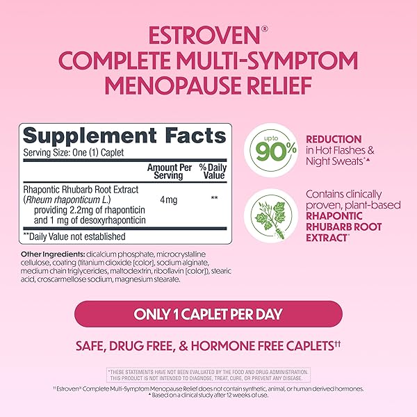 ESTROVEN COMPLETE MULTI-SYMPTOM MENOPAUSE SUPPLEMENT FOR WOMEN, 28 CT., CLINICALLY PROVEN INGREDIENT PROVIDE MENOPAUSE RELIEF & NIGHT SWEATS & HOT FLASH RELIEF* DRUG-FREE & NON-GMO