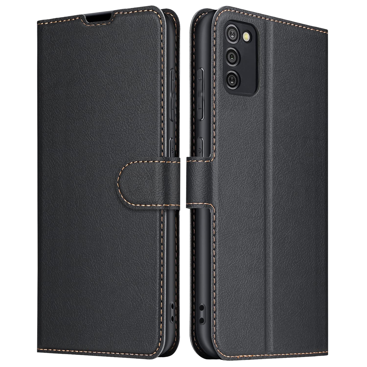 ELESNOW Phone Case for Samsung Galaxy A02S, Flip Wallet PU Leather Card Holder with RFID Blocking Magnetic Closure Stand Cover for Samsung Galaxy A02S (Black)