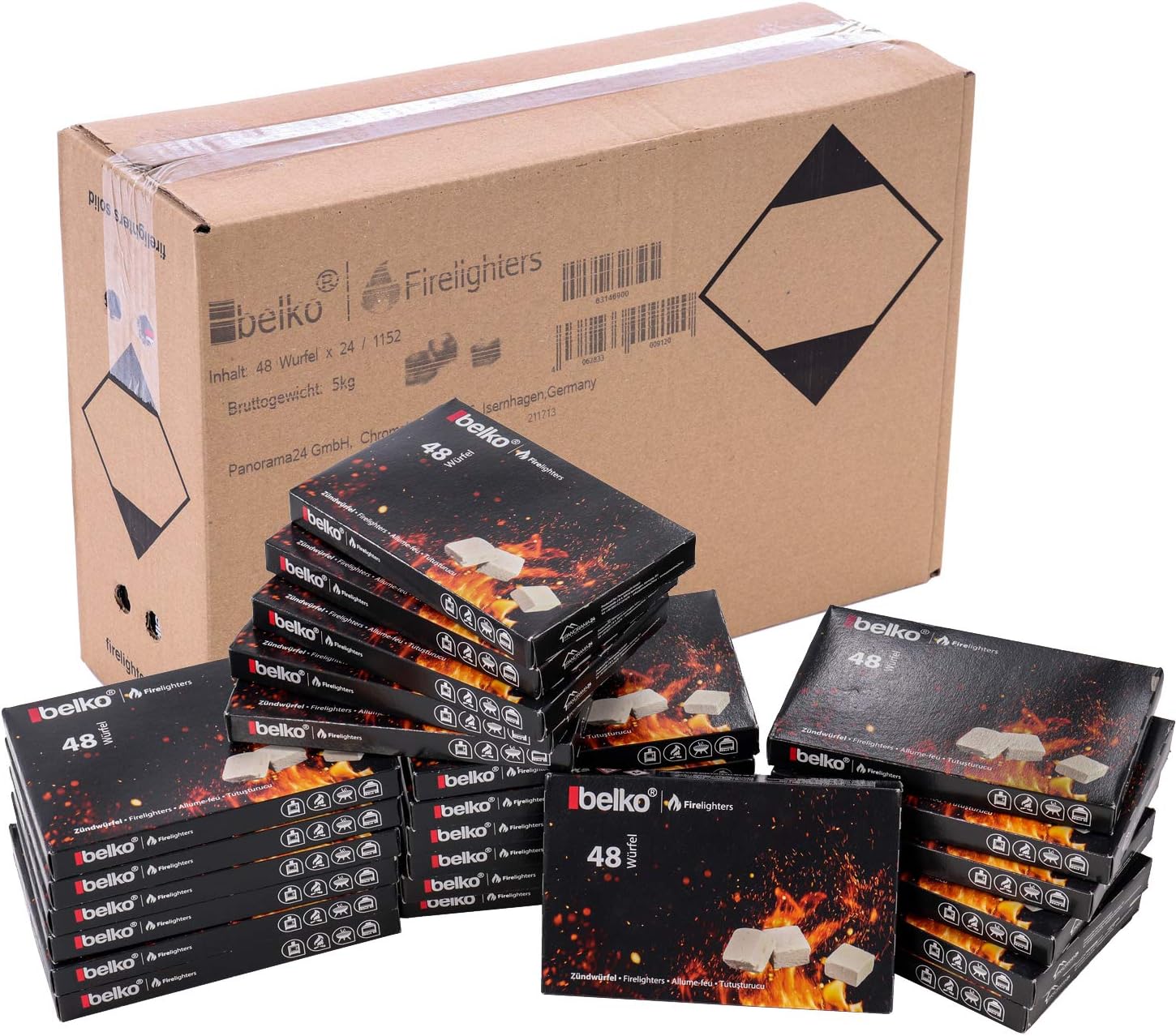 BELKO 1152x Anzündwürfel Kaminanzünder Kohle-Anzünder BBQ-Grillanzünder Ofenanzünder (Ofen-anzünder, Anzündhilfe)