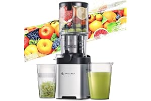 AMZCHEF Juicer Machine, Cold Press Juicer - 5.4" Large Feed Chute for Whole Fruits & Vegetables, Stainless Steel Slow Mastica