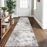 IOHOUZE Abstract Runner Rug 2x10 Ft Washable Runners for Hallways, Non Slip Kitchen Runner Printed Faux Wool Entryway Runner Indoor, Modern Abstract Floor Carpet for Hall Kitchen, Grey Beige