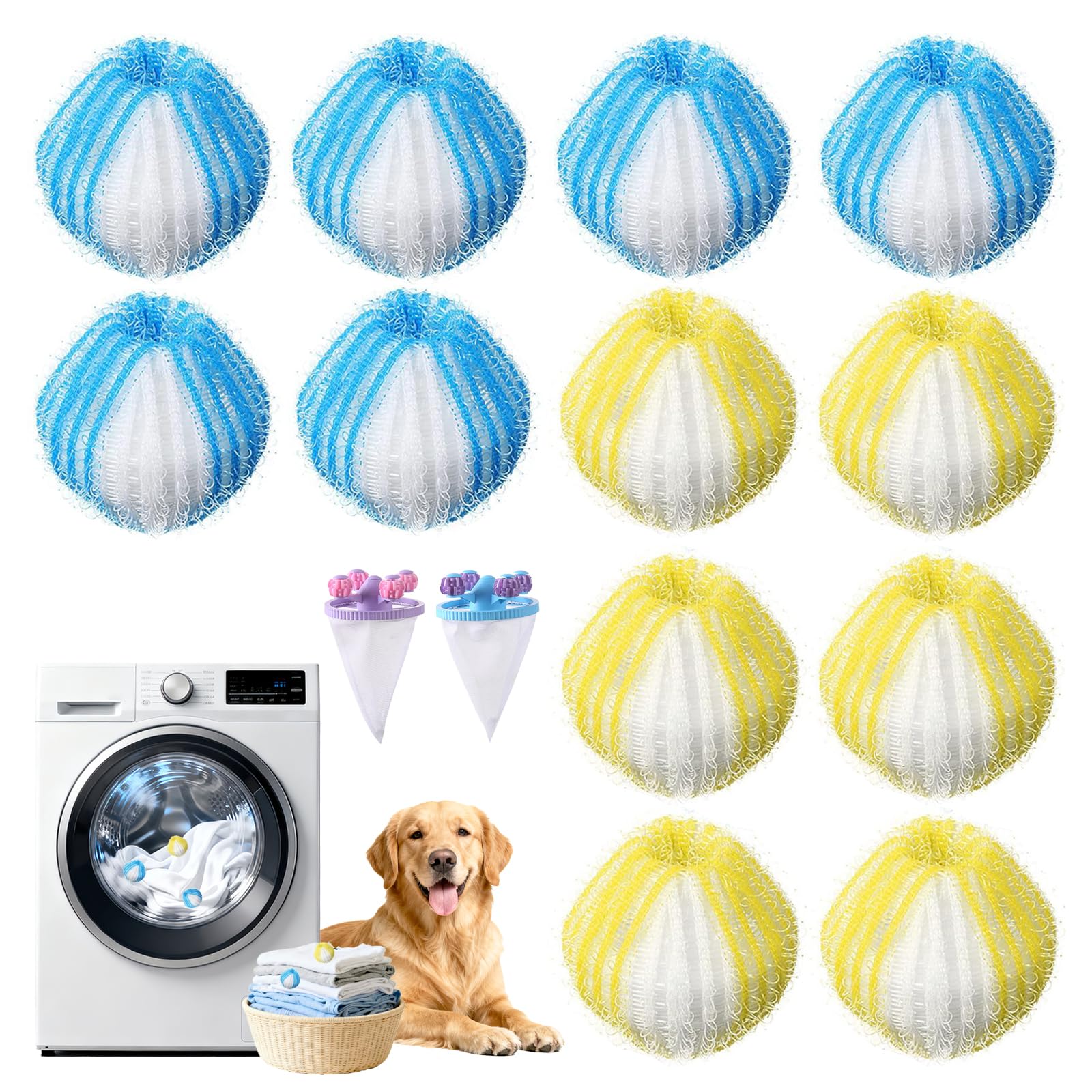 Photo 1 of 14PCS New Upgrade Pet Hair Remover for Laundry & Washing Machine,Laundry Pet Hair Catcher,Reusable Dog and Cat Hair Remover Tool,Effectively Remove Hair from Clothes,Bedding and Furniture