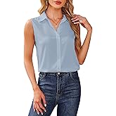 YAMANMAN Sleeveless Button Down Shirts Women Satin Blouse Basic Work Collared Tank Tops Elegant Summer Office Classic Shirt