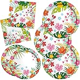 Gatherfun Tropical Luau Party Supplies Kit for 20 - Aloha Hawaiian Party Decorations with Disposable Paper Plates and Napkins | BBQs & Summer party