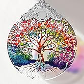 Tree of Life Stained Glass Ornament - Christmas Tree Decor, Ornaments for Christmas and Exchange