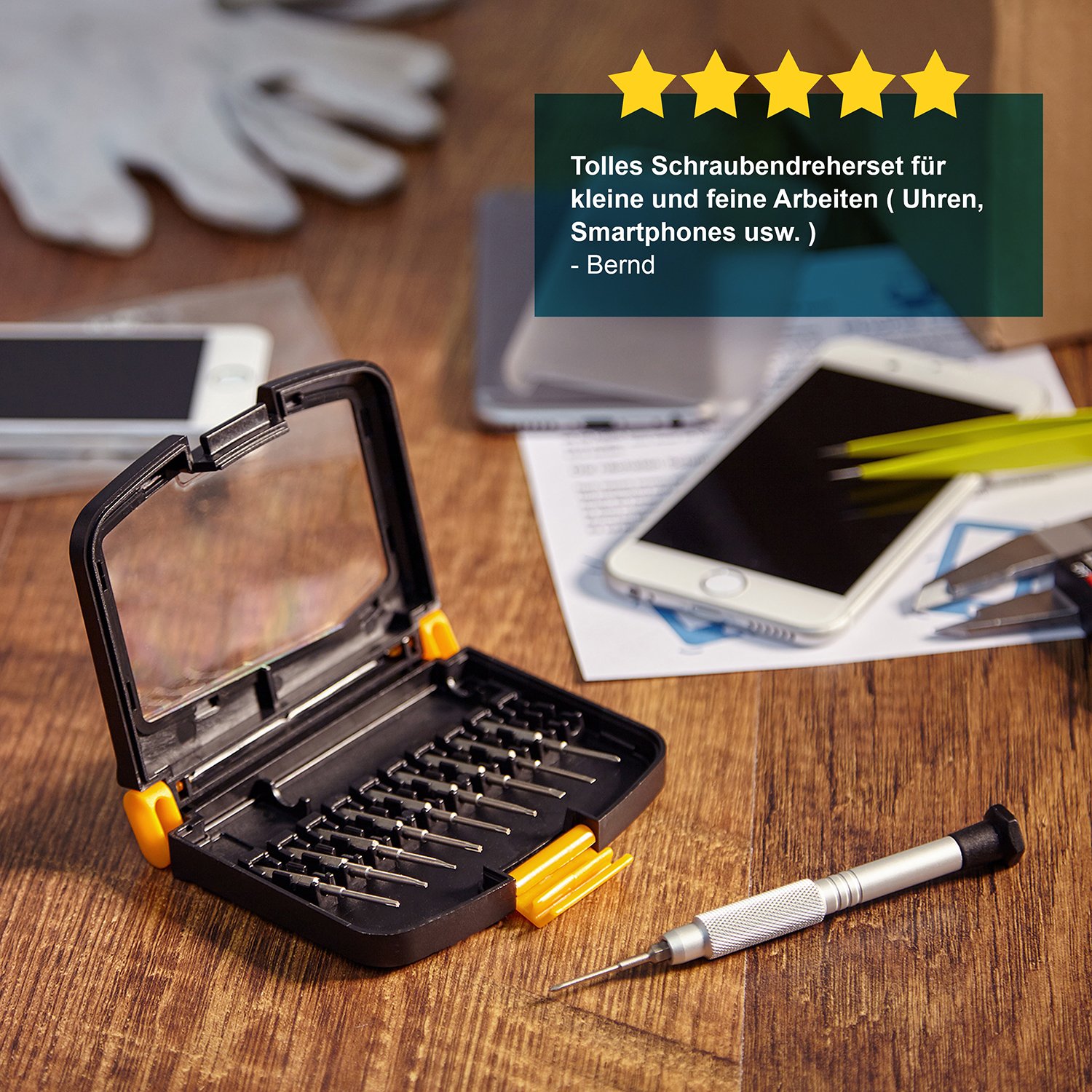 PRETEX Mini Schraubendreher-Set für kleine Schrauben mit 10 Wechsel-Einsätzen, inklusive praktischer Aufbewahrungsbox | 2 Jahre Zufriedenheitsgarantie | Bit-Set, Torque-Set, Kreuzschlitz-Set, Präzisions Mini-Schraubendreher
