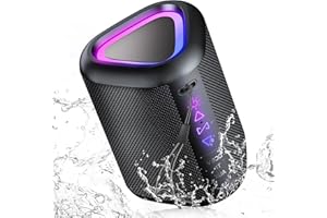 aowoka Bluetooth Speaker, 2025 Portable Wireless Speakers with Led Light, Bluetooth 5.4, 24H Playtime, Enhanced Bass, IPX7 Waterproof, Outdoor Speaker for Travel, Sport, Party, Biking.